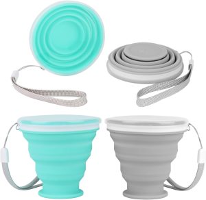 Ecoart Tazas de viaje plegable fabricada en silicona